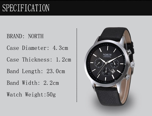 Reloj North Hombre Elegante Casual Piel Acero Inoxidable