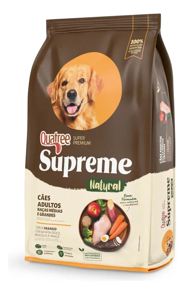 Ração Quatree Supreme Adultos Raças Médias E Grandes 20kg Granvita