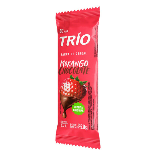 Imagem 2 de 5 de Barra de Cereal Morango Cobertura Chocolate Trío Pacote 20g