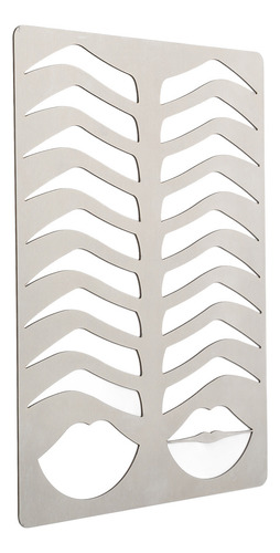 Plantillas Para Cejas Y Labios, Plata Cepillada, Acero Inoxi