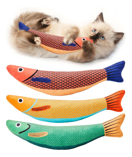 Potaroma Juguetes Para Gatos Saury Fish Paquete De 3