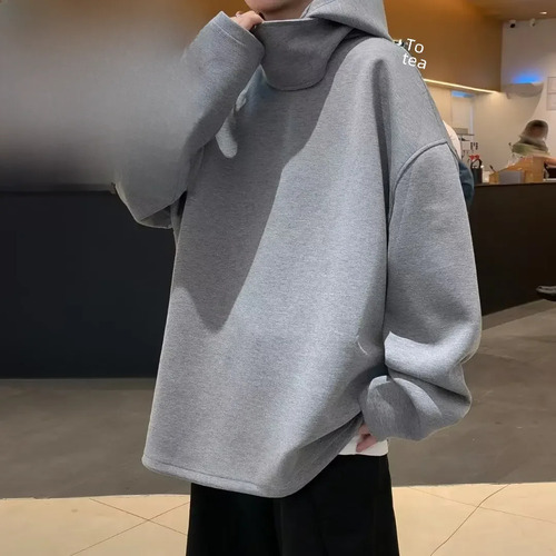 Sudadera Con Capucha Holgada Y Cuello Alto Para Hombre