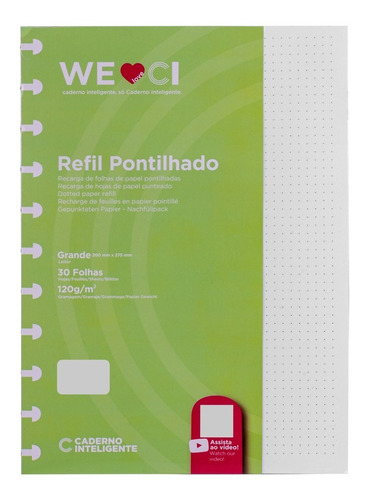 Caderno Inteligente Refil Grande Pontilhado 120g