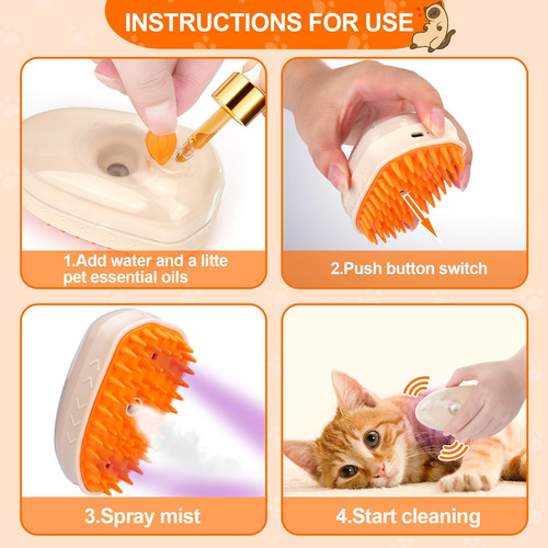 Palksky Cat Steam Brush, 3 En 1 Cat Gooming Brush Comb Para