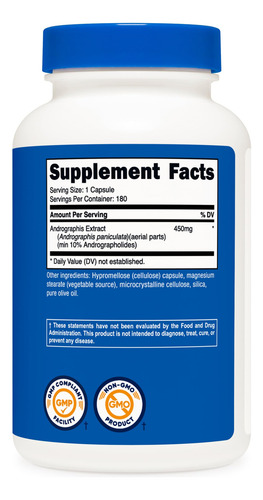 Nutricost Extracto Andrographis 450mg 180 Cápsulas