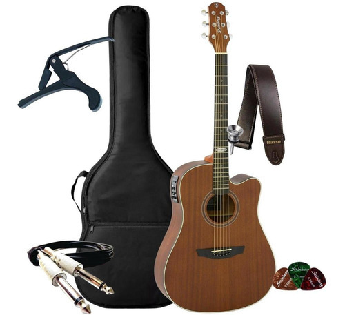 Kit Violão Strinber Folk Sd200c + Capa Capo Correia Cabo