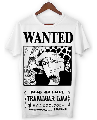 Remera Adulto, Trafalgar D. Water Law, One Piece, Wanted