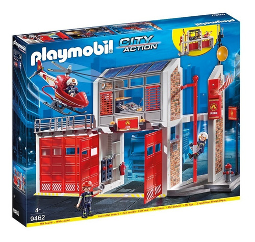 Imagen 1 de 10 de Estacion De Bomberos Playmobil Con Helicoptero - 9462