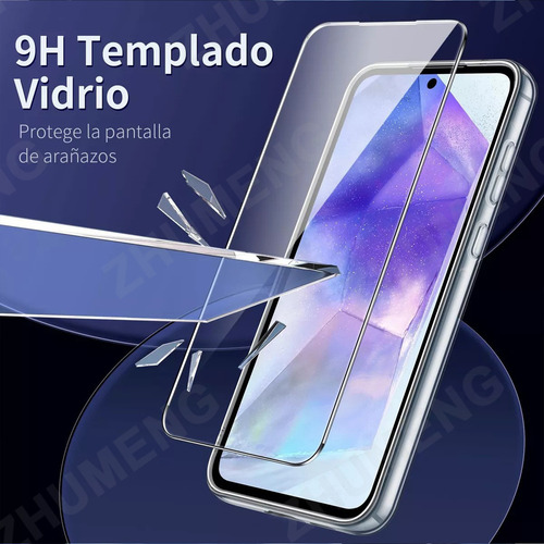 Funda 4 en 1 para Samsung Galaxy A55, incluye 2 protectores de pantalla HD, protector de cámara y carcasa trasera transparente antiamarilleo. Amortiguador de golpes y cristal templado.