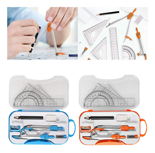 Kit De Geometría Matemática, Juego De Brújula, Regla,