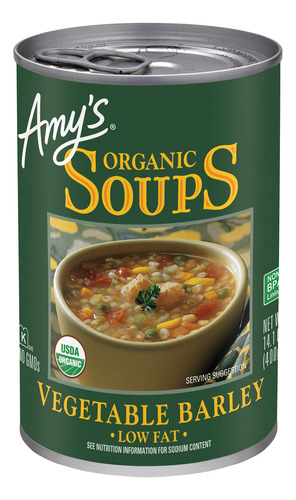 Amy's Sopa, Vegana, Cebada Vegetal Organica (tomates, Zanaho