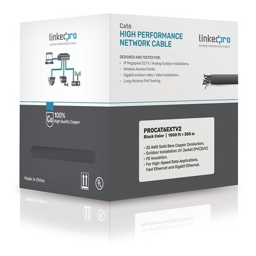 Cable Ftp Linkedpro Cat6 Outdoor Cobre 1000ft