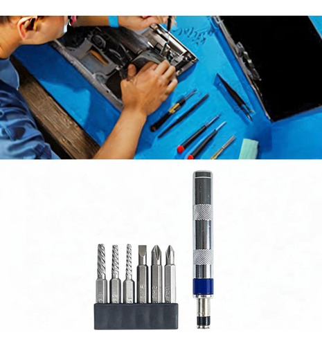 7x Kit De Destornillador De Impacto A Mano Reversible