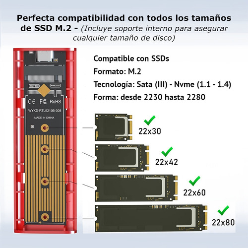 Adaptador Cofre Case Ssd M.2 M2 Nvme Pcie Sata Usb C A