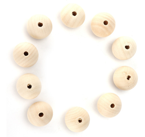 Perlas De Madera, 10 Unidades, Redondas, De Color Madera, Mu