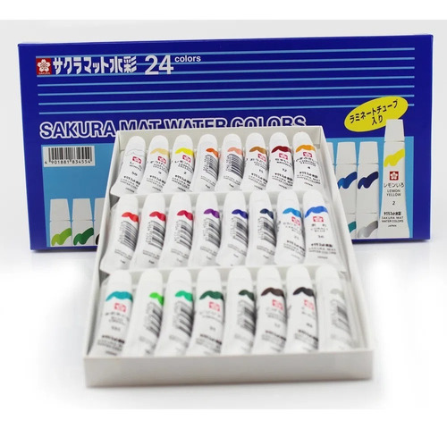 Tinta Aquarela Mat Water Colors Sakura Com 24 Cores (emw-24)