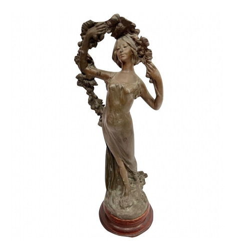 Escultura Em Petit Bronze Francesa Dama Sorriso De Abril 