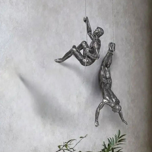 Kit 5 Escultura Parede Alpinista Decoração Escalador Enfeite