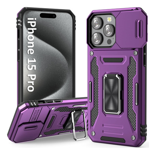Funda Para iPhone 15 Pro Morado Plastico -6