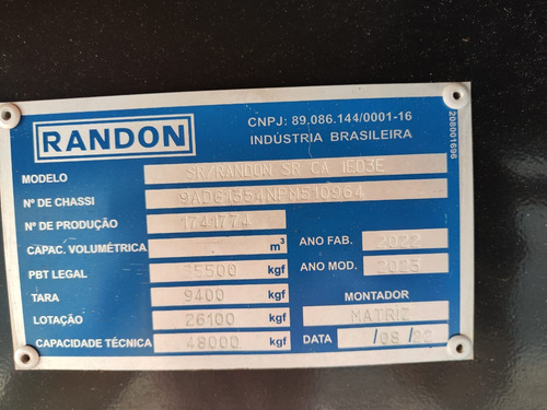 Carreta Randon 2022/2023, Graneleira 4 Eixos 13,5m