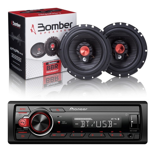 Estereo Pioneer Mvh 215 Bt Usb Aux + Parlante Bomber Combo