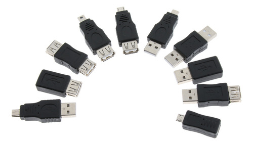10 Unids Usb Mini Adaptador Convertidor Carga A Micro Usb