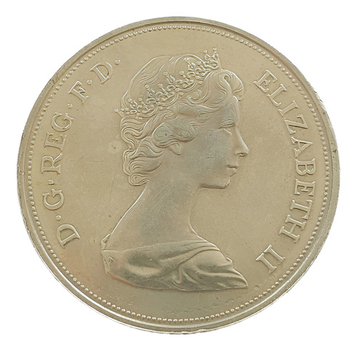Inglaterra Moeda Elizabeth E Philip 25 Pence 1972 (Usado)