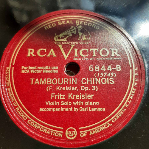 Pasta Fritz Kreisler Violin Carl Lamson Pian Rca Victor Tc60