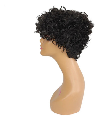 Kly Perúa De Cabello Humano Encaracolado Con Franja Negra