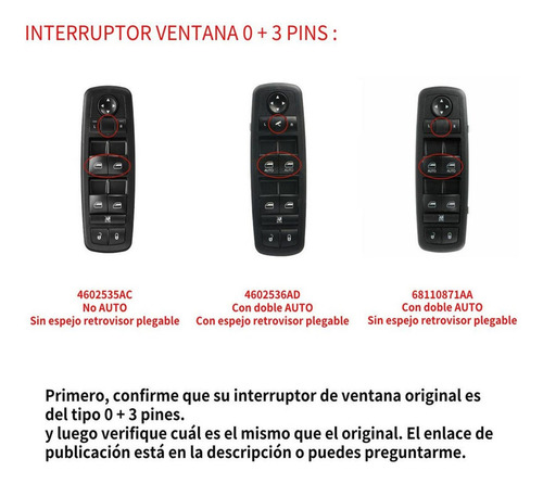M Interruptor De Ventana For 12 A 17 Dodge Grand Caravan