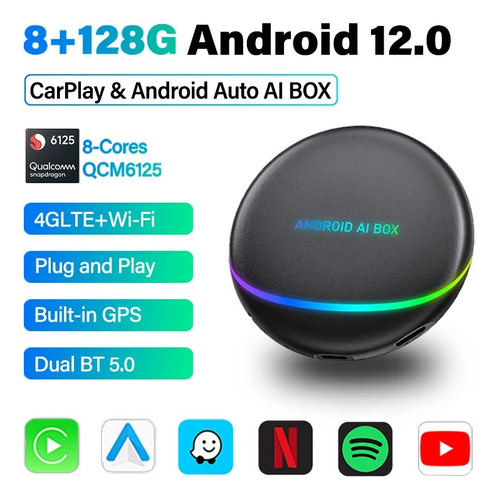Ottocast Ai Box Carplay/android Auto Inalámbrico 8+128 G Gps