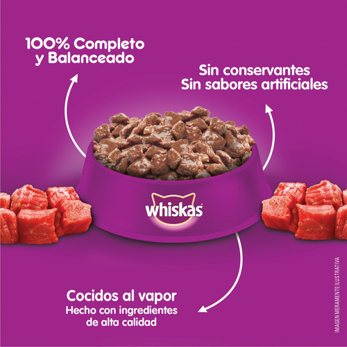 Imagen 4 de 7 de Whiskas Alimento Húmedo Gato Carne Salsa Sobre X1un