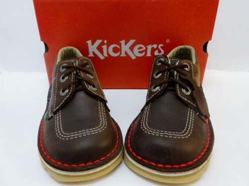 Kickers Originales Zapatos Niños Cuero Talla 32 Marrones
