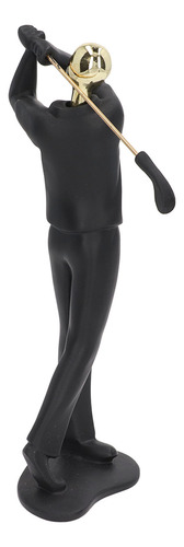 Figura De Golfista De Color Negro Mate, Hermosa Postura, Bas