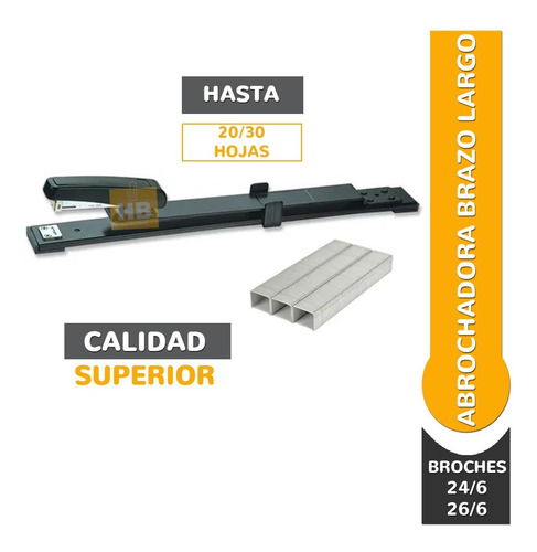 Imagen 2 de 6 de Abrochadora De Brazo Largo Cuaderno Revista Broche 24/6 26/6