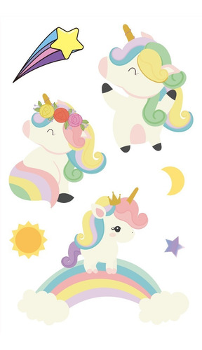 Imagen 5 de 10 de Tatuajes Temporales Tattoo Unicornio X10 Planchas Souvenir