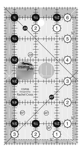 Regla De Patchwork De 8,9 Cm X 16,5 Cm Para Medir Y Cortar T