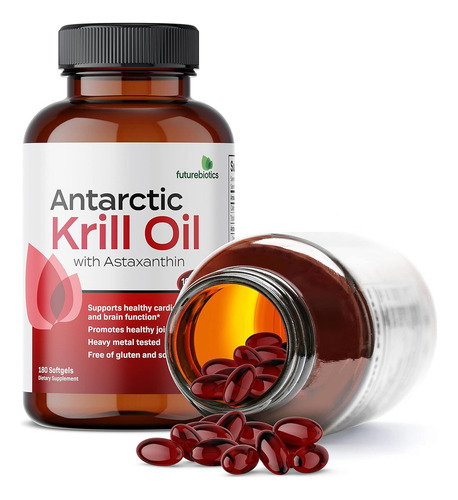 Aceite De Krill Antártico 1000 Mg Con 180 Softgels Omega 3 Sabor Sin Sabor