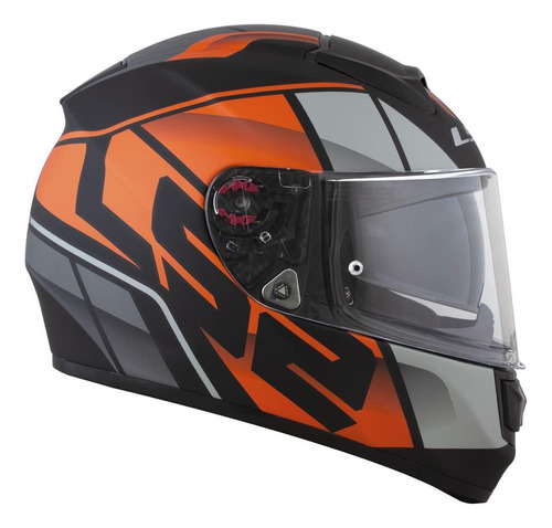 Capacete Ls2 Ff397 Vector Ft2 Kripton Fosco Preto Laranja E