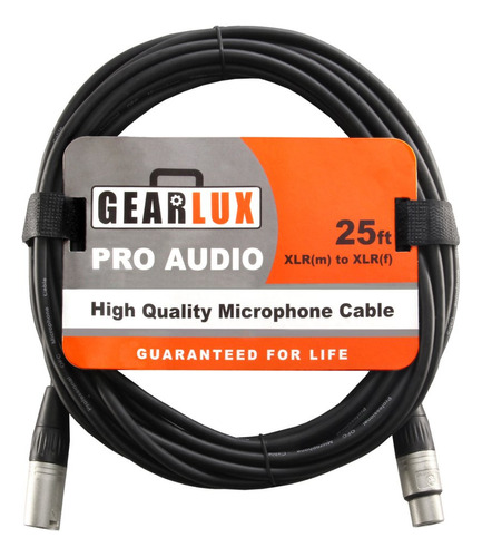 Cable Xlr Macho Hembra De 7.5 Metros Gearlux Para Micrófono