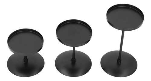 Soporte Para Velas, 3 Piezas, Piano Negro De Doble Cara, Pil