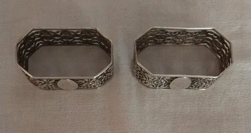 Antiguos Servilleteros De Plata 925 X 2 Bellísimos (Usado)