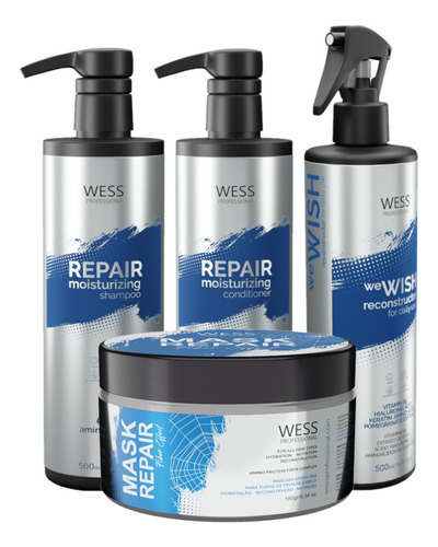 Kit Wess Repair Sh 500ml+cond 500ml+wewish 500ml+mask 180g