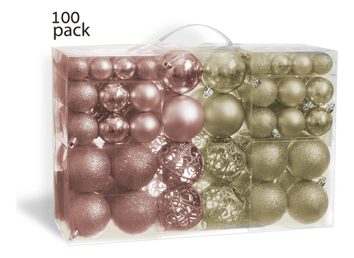 Bolas De Adorno Navidad Oro Rosa Y Oro Blanco 100 Unidades