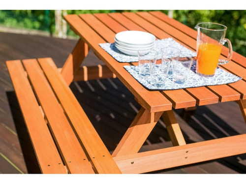 Mesa Picnic Com 2 Bancos Madeira Maciça Ipanema Df