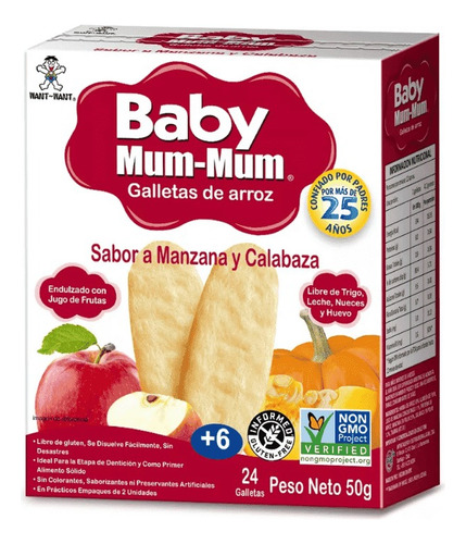 Baby Mum Mum Galletas De Arroz Manzana Y Calabaza 50 G