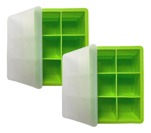 Set De 2 Cubetas De Silicona 6 Cavidades Kioxx Verde