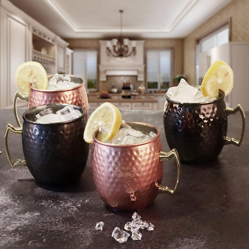 Taza Moscow Mule, Juego De 4 Unidades, Martillada En Cobre,