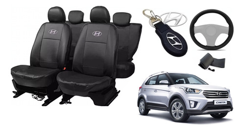 Kit Premium Hyundai Creta 14-21:capas+volante+chaveiro170