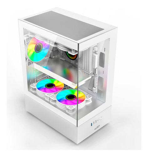 Gabinete Sentey H30 Micro Gs-6130 Vidrio 5 Fan Argb Blanco Blanco